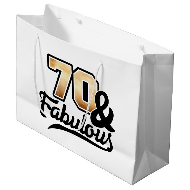 Grand Sac Cadeau Fête des dames 70e anniversaire (Devant Angle)