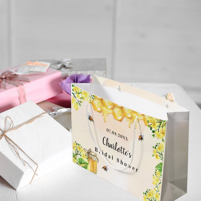 Grand Sac Cadeau Fête des mariées bourdon abeilles miel jaune nom f (Créateur téléchargé)
