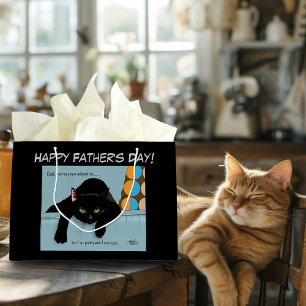 Grand Sac Cadeau Fête des pères de chat noir