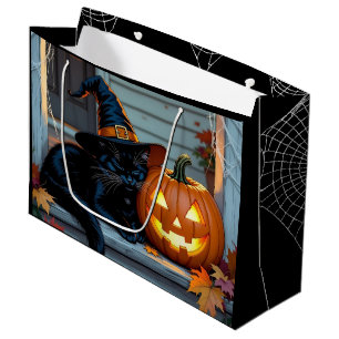 Grand Sac Cadeau Fête d'Halloween de découpage de citrouille de cha