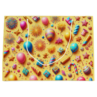 Grand Sac Cadeau Fête en Jaune