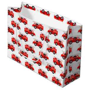 Grand Sac Cadeau Fête motif de camion de pompier pour enfants migno