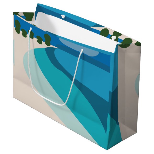 Grand Sac Cadeau Fête sur le thème de la plage (Devant Angle)