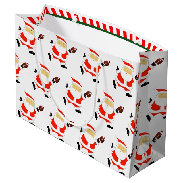 Grand Sac Cadeau Fêtes de Noël de football (Dos Angle)