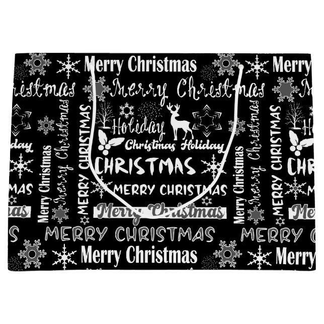 Grand Sac Cadeau Fêtes de Noël, motif de Noël (Devant)