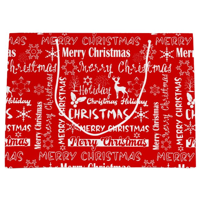 Grand Sac Cadeau Fêtes de Noël, motif de Noël, hiver (Devant)