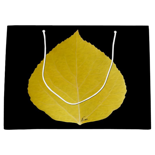 Grand Sac Cadeau Feuille jaune #5 d'Aspen (Devant)