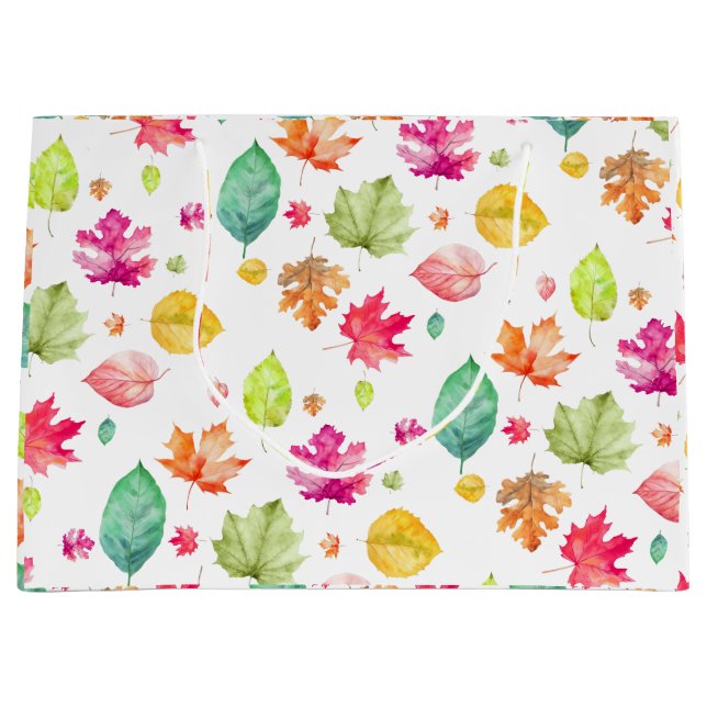 Grand Sac Cadeau Feuilles automnales (Devant)