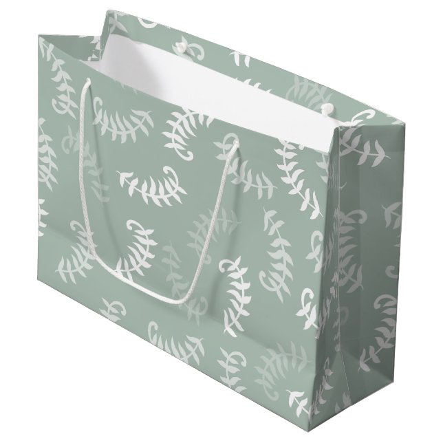 Grand Sac Cadeau Feuilles botaniques verts turquoises (Devant Angle)