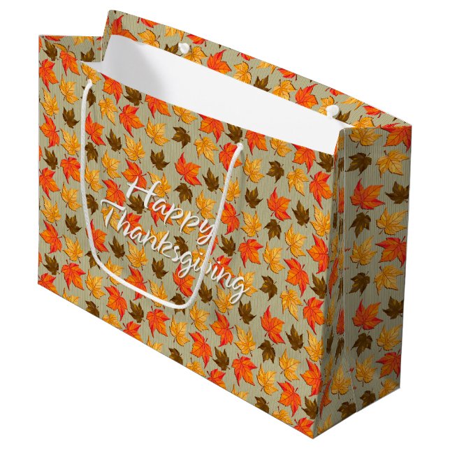 Grand Sac Cadeau Feuilles d'automne 1 (Devant Angle)