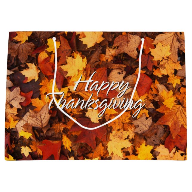 Grand Sac Cadeau Feuilles d'automne 6 (Devant)