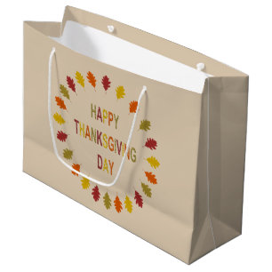Grand Sac Cadeau Feuilles de chêne de Thanksgiving