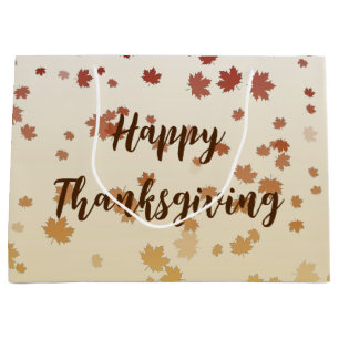 Grand Sac Cadeau Feuilles de l'érable de Thanksgiving