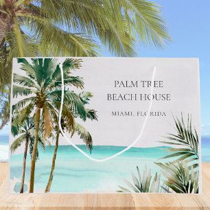 Grand Sac Cadeau Feuilles de palmier tropical personnalisées Plage
