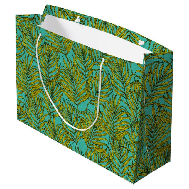Grand Sac Cadeau Feuilles Palm (Dos Angle)