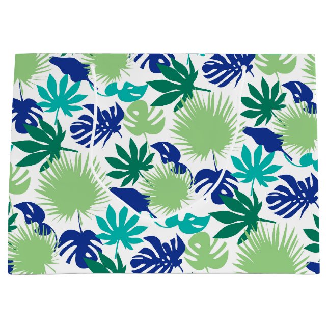 Grand Sac Cadeau Feuilles tropicaux (Devant)