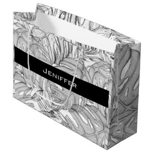 Grand Sac Cadeau Feuilles tropicaux