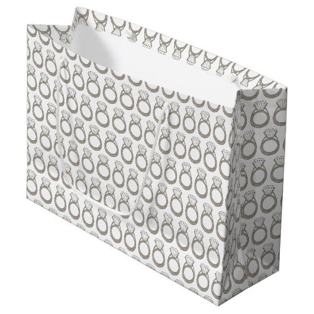 Grand Sac Cadeau Fiançailles mariage Bride Diamond Bling (Devant Angle)