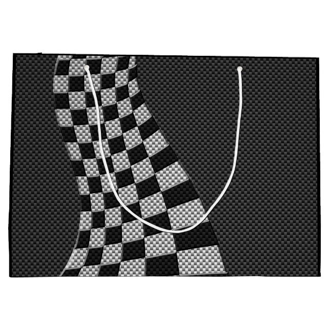 Grand Sac Cadeau Fibre de carbone comme course Drapeau Wave Print (Dos)