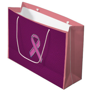 Grand Sac Cadeau Fibre rose de carbone de conscience de ruban