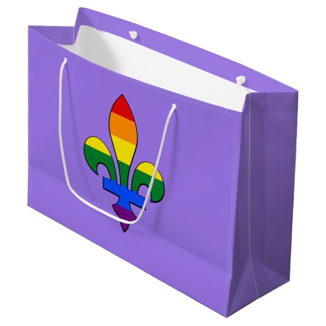 Grand Sac Cadeau Fierté LGBT fleur de lis (Devant Angle)