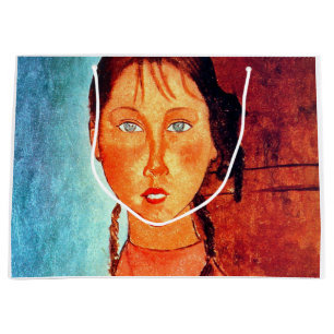 Grand Sac Cadeau Fille aux nattes, Modigliani