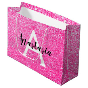 Grand Sac Cadeau Fille Glam Parties scintillant rose-chaud étincell