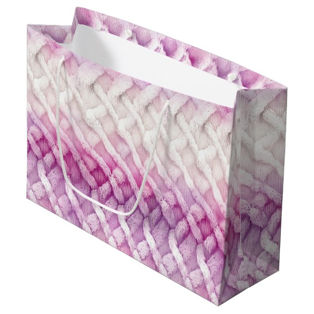 Grand Sac Cadeau Fille rose chaud blanc Abstrait (Devant Angle)
