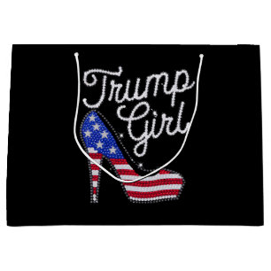 Grand Sac Cadeau Fille Trump Talon Haut Drapeau Américain Bling Pat