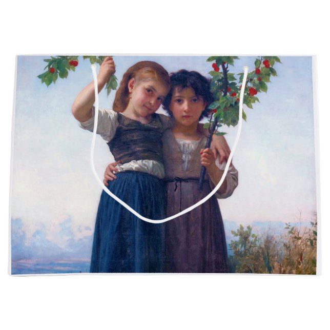 Grand Sac Cadeau Filles avec la Branche Cerise, Bouguereau (Devant)