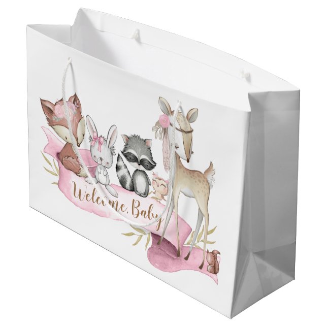 Grand Sac Cadeau Filles Sweet Woodland Animal Baby Girl (Dos Angle)