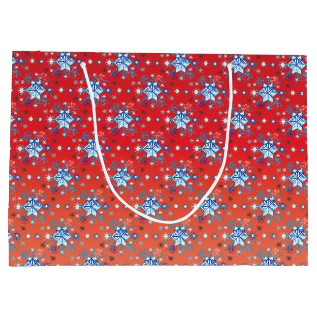 Grand Sac Cadeau Flacon de Noël rouge et bleu Abstrait (Dos)