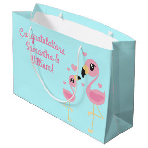 Grand Sac Cadeau Flamant rose Baby shower mignon Tropical