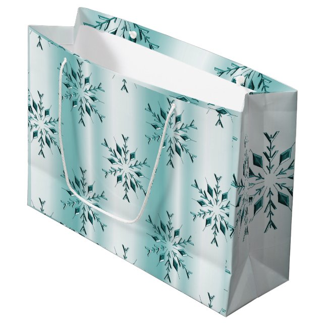 Grand Sac Cadeau Flèches turquoises de Noël (Devant Angle)