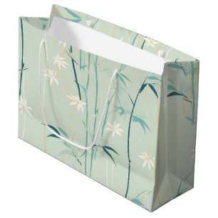 Grand Sac Cadeau Fleur de bambou sereine asiatique  (9)