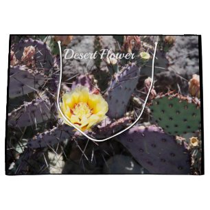 Grand Sac Cadeau Fleur de cactus jaune au printemps