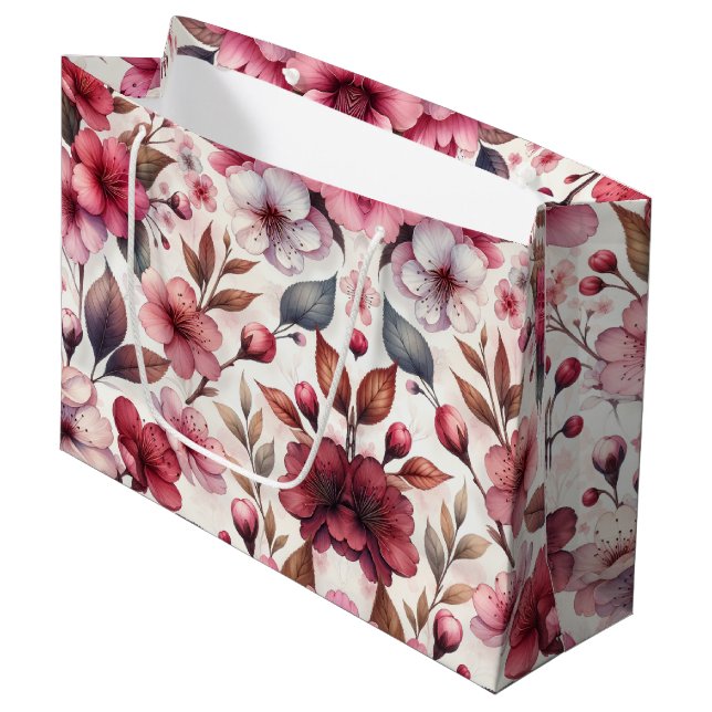 Grand Sac Cadeau Fleur de Cerisier (Devant Angle)