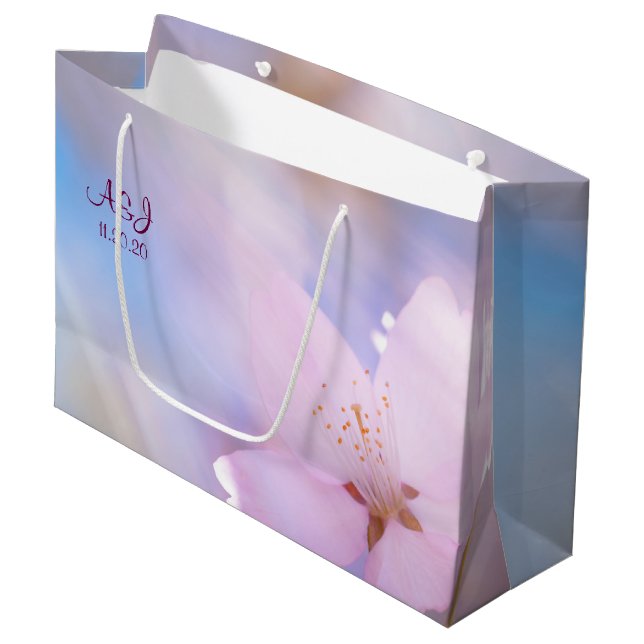 Grand Sac Cadeau Fleur de cerisier rose (Devant Angle)
