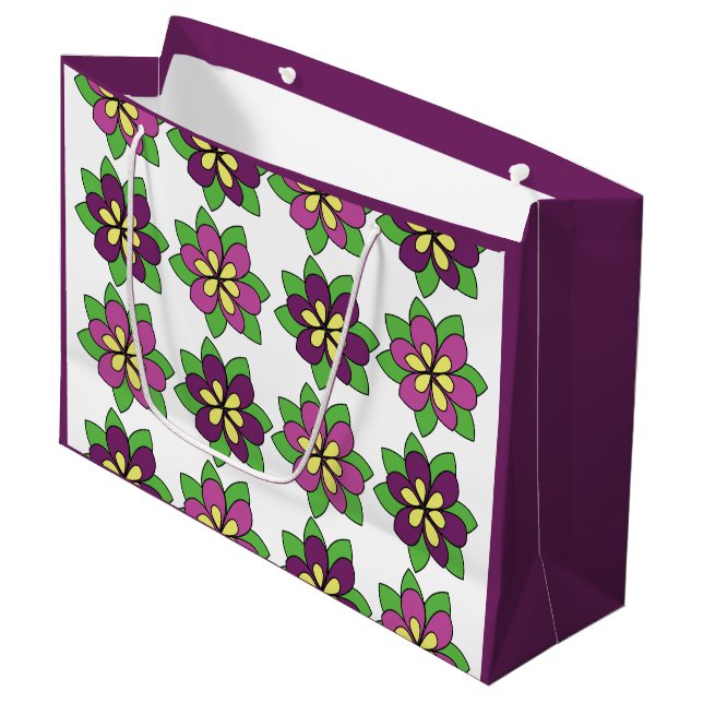 Grand Sac Cadeau Fleur de clématite pourpre (Devant Angle)