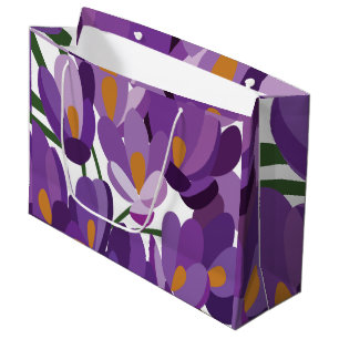 Grand Sac Cadeau Fleur de Crocus Violet