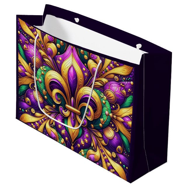 Grand Sac Cadeau fleur de lis (Devant Angle)