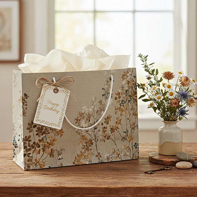 Grand Sac Cadeau Fleur de prairie ambre (Créateur téléchargé)