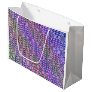 Grand Sac Cadeau Fleur de vie - motif de grunge de timbre 3