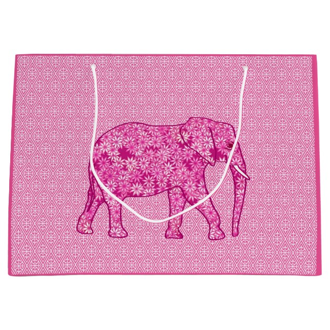 Grand Sac Cadeau Fleur d'éléphant - rose fuchsia (Devant)