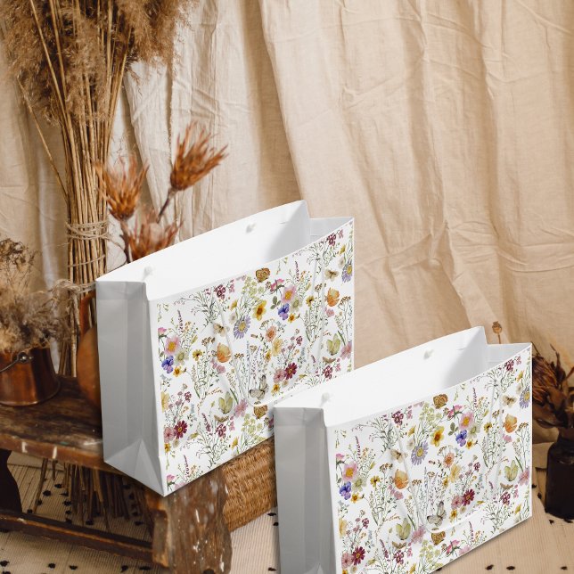 Grand Sac Cadeau Fleur florale bohème sauvage (Créateur téléchargé)