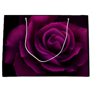 Grand Sac Cadeau Fleur gothique de rose violet-rouge