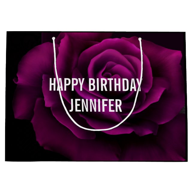 Grand Sac Cadeau Fleur gothique violet-rouge rose (Devant)