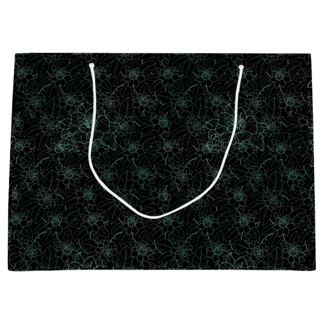 Grand Sac Cadeau Fleur motif 2 tons 02.b.Black BG (Devant)
