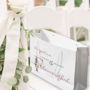 Grand Sac Cadeau Fleur personnalisée Fille élégant Merci floral