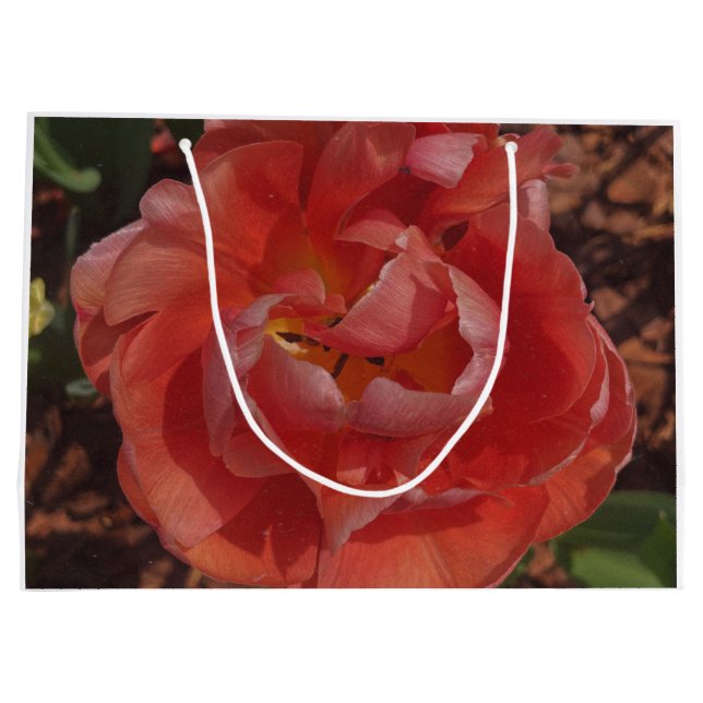 Grand Sac Cadeau fleur rouge  (Dos)